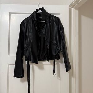 Elodie Black Leather Biker Jacket